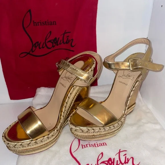 Christian Louboutin Gold Wedges - Picture 6 of 11